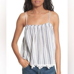 JOIE Porcelain & Dark Navy Andoche Crochet Trim Top NWT Bloomingdale’s | Small